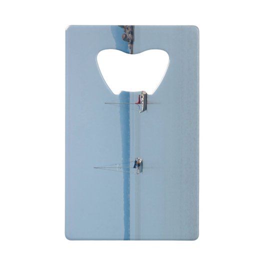 Zeilboten op de rivier creditkaart flessenopener (Voorkant)