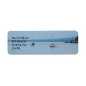 Zeilboten op de rivier etiket (Voorkant)