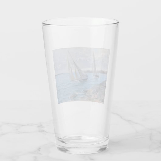 Zeilboten op de rivier glas (Achterkant)