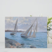 Zeilboten op de rivier kaart (Staand voorkant)