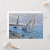 Zeilboten op de rivier kaart (Voorkant / Achterkant in situ)