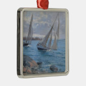 Zeilboten op de rivier metalen ornament (Rechts)