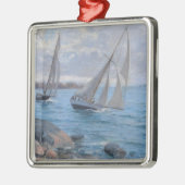 Zeilboten op de rivier metalen ornament (Links)