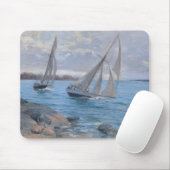Zeilboten op de rivier muismat (Met muis)