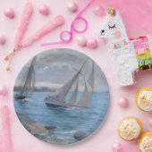 Zeilboten op de rivier papieren bordje (Feest)