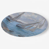 Zeilboten op de rivier papieren bordje (Gekanteld)