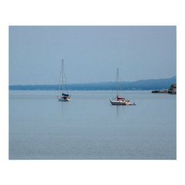 Zeilboten op de rivier perfect poster