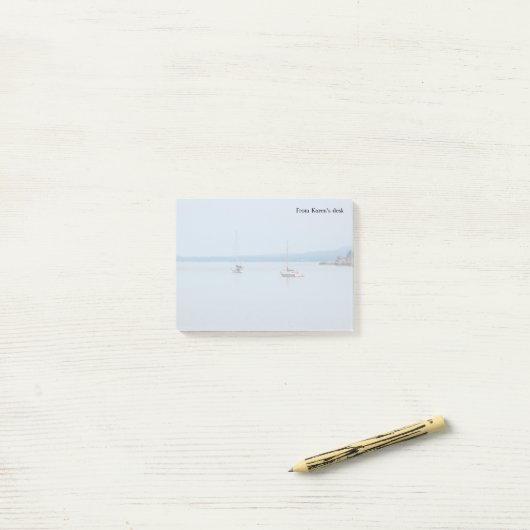 Zeilboten op de rivier post-it® notes (Op bureau)