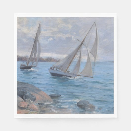 Zeilboten op de rivier servet (Voorkant)