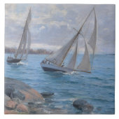 Zeilboten op de rivier tegeltje (Voorkant)