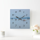 Zeilboten op de rivier vierkante klok (Huis)