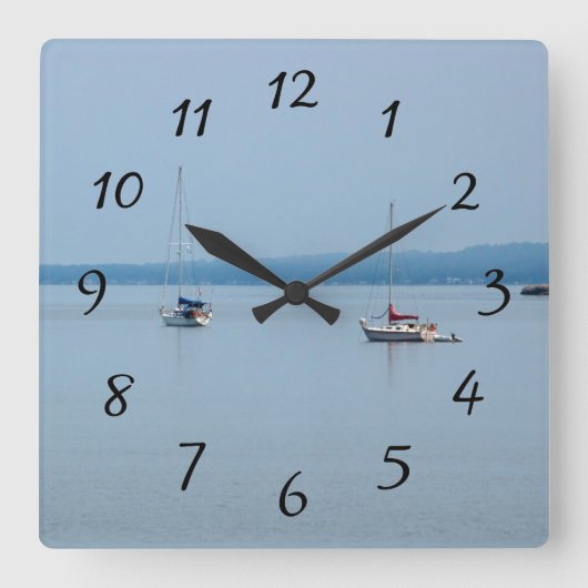 Zeilboten op de rivier vierkante klok (Voorkant)