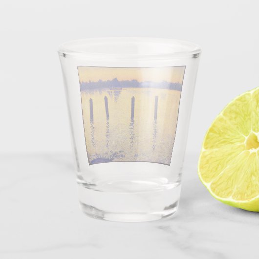 Zeilboten op de Schelde (België) Shot Glas (Achterkant)