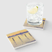 Zeilboten op de Schelde (België) Stenen Onderzetter (Zijkant)