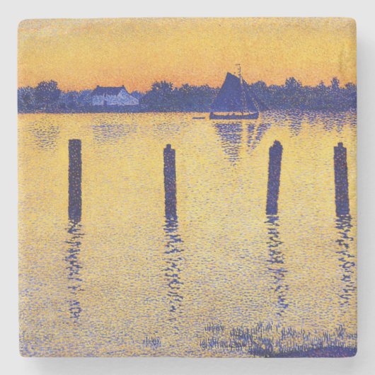 Zeilboten op de Schelde (België) Stenen Onderzetter (Voorkant)