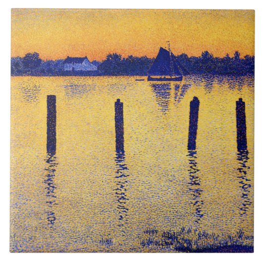 Zeilboten op de Schelde (België) Tegeltje (Voorkant)