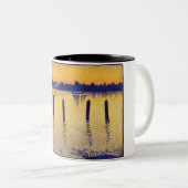 Zeilboten op de Schelde (België) Tweekleurige Koffiemok (Voorkant rechts)