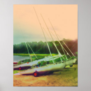 Zeilboten op de strand poster