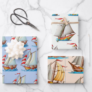 Zeilboten Op De Zee Inpakpapier Vel