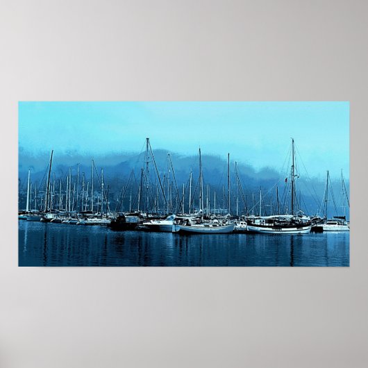 Zeilboten op een Foggy Morning Poster (Voorkant)