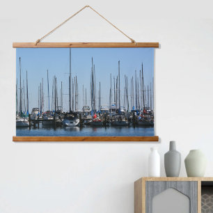 Zeilboten op een rij gefotografeerd hangend wandkleed