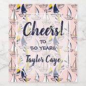 Zeilboten op een roze Zee Wijn Etiket (Enkel label)