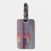 Zeilboten op een vast Bagagelabel met lederen riem (Achterkant verticaal)