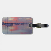 Zeilboten op een vast Bagagelabel met lederen riem (Achterkant horizontaal)