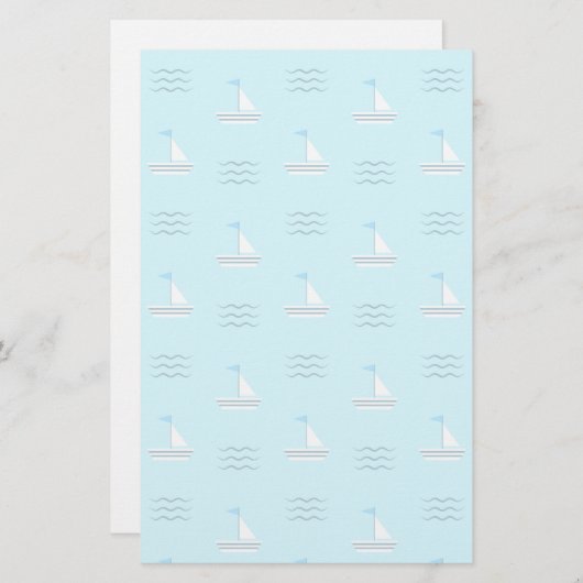 Zeilboten op het blauw Zee Briefpapier (Voorkant / Achterkant)