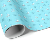 Zeilboten op het blauw Zee Cadeaupapier (Rol Hoek)