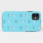 Zeilboten op het blauw Zee Case-Mate iPhone Case (Achterkant (horizontaal))