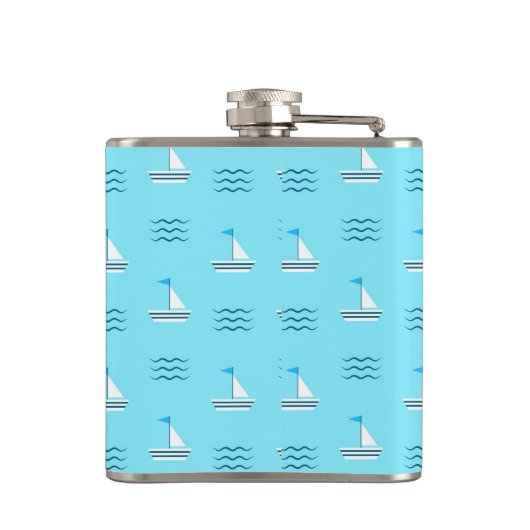 Zeilboten op het blauw Zee Heupfles (Achterkant)