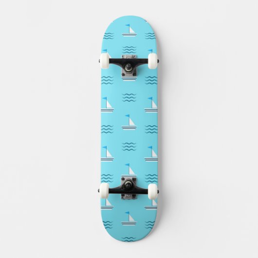 Zeilboten op het blauw Zee Persoonlijk Skateboard (Voorkant)