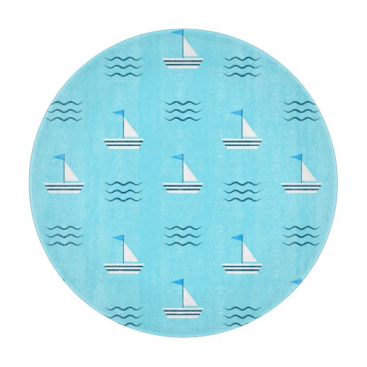 Zeilboten op het blauw Zee Snijplank (Voorkant)