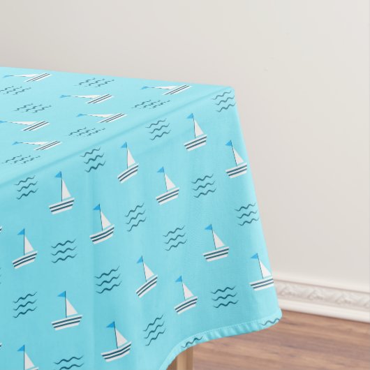 Zeilboten op het blauw Zee Tafelkleed (Voorbeeld)