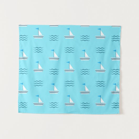 Zeilboten op het blauw Zee Wandkleed (Voorkant (horizontaal))