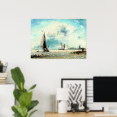 Zeilboten op het bord van Johan Jongkind Poster (Thuiskantoor)