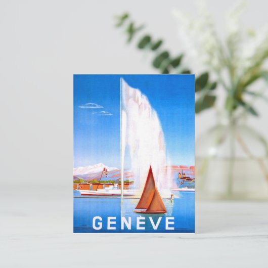 Zeilboten op het meer van Genève, Zwitserland,  Briefkaart (Staand voorkant)