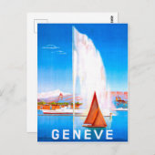 Zeilboten op het meer van Genève, Zwitserland,  Briefkaart (Voorkant / Achterkant)