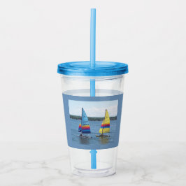 Zeilboten op het Silver Lake Acrylic Tumbler Acryl Drinkbeker