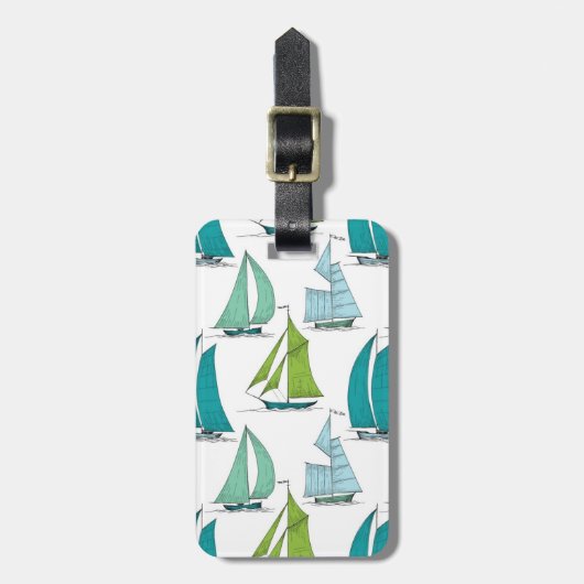 Zeilboten op het waterpatroon bagagelabel (Voorkant verticaal)