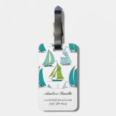 Zeilboten op het waterpatroon bagagelabel (Achterkant verticaal)