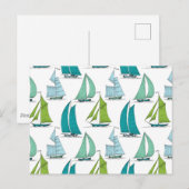 Zeilboten op het waterpatroon briefkaart (Voorkant / Achterkant)