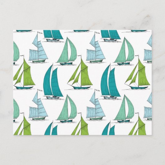 Zeilboten op het waterpatroon briefkaart (Voorkant)