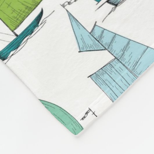 Zeilboten op het waterpatroon fleece deken (Hoek)