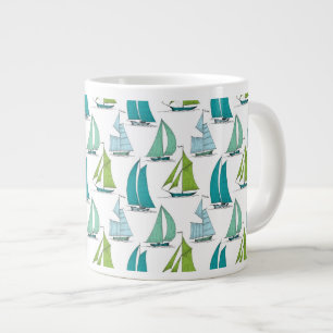 Zeilboten op het waterpatroon grote koffiekop