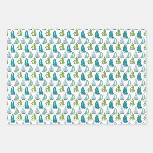 Zeilboten op het waterpatroon inpakpapier vel (Voorkant)