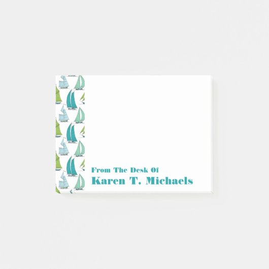 Zeilboten op het waterpatroon | Jouw namen toevoeg Post-it® Notes (Voorkant)