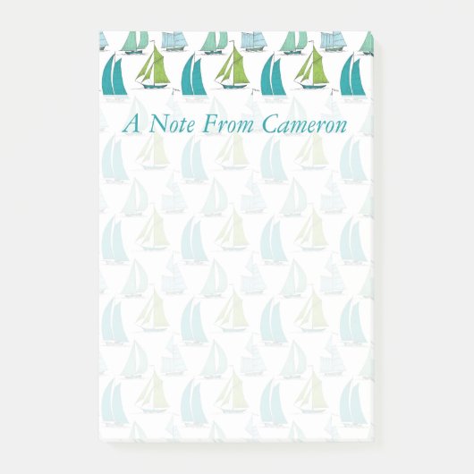 Zeilboten op het waterpatroon | Jouw namen toevoeg Post-it® Notes (Voorkant)