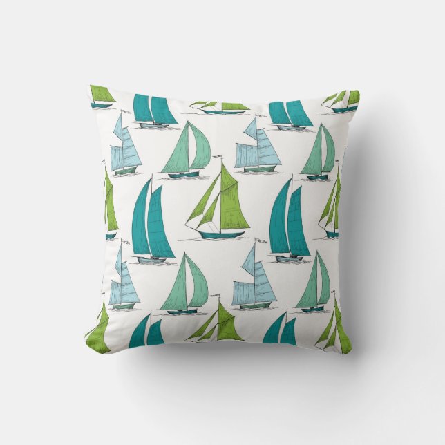 Zeilboten op het waterpatroon kussen (Voorkant)